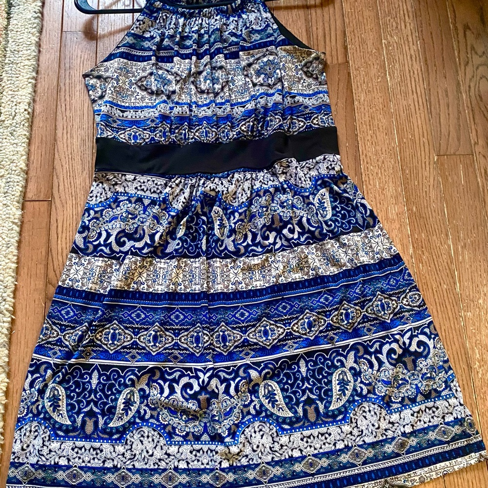 Elegant Summer Blue Patterned Dress